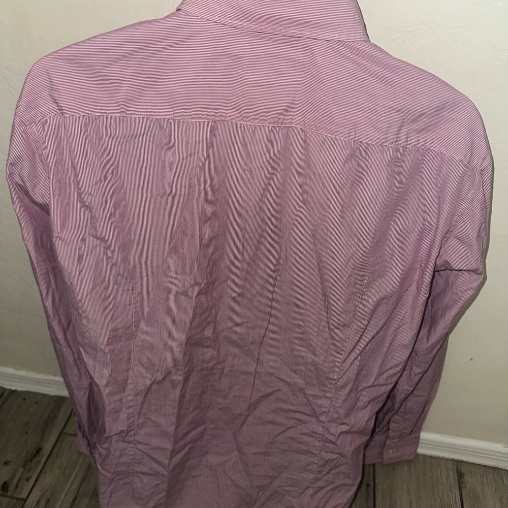Men’s used Hugo Boss size XL slim fit red striped dress button front shirt - Picture 2 of 4